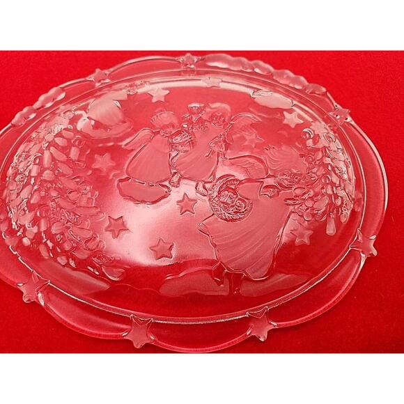 MIKASA Holiday Lights Sweet Dish 9" Crystal Glass ANGELS Serving Plate Christmas - Picture 5 of 7
